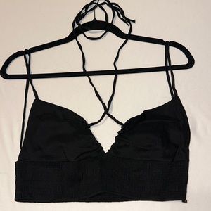Zara NWT stretch linen blend crop top